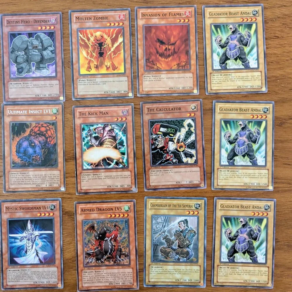 Vintage Yu-Gi-Oh! Monster Lot 15 Cards - Rare Effects & Gladiator Beasts YuGiOh